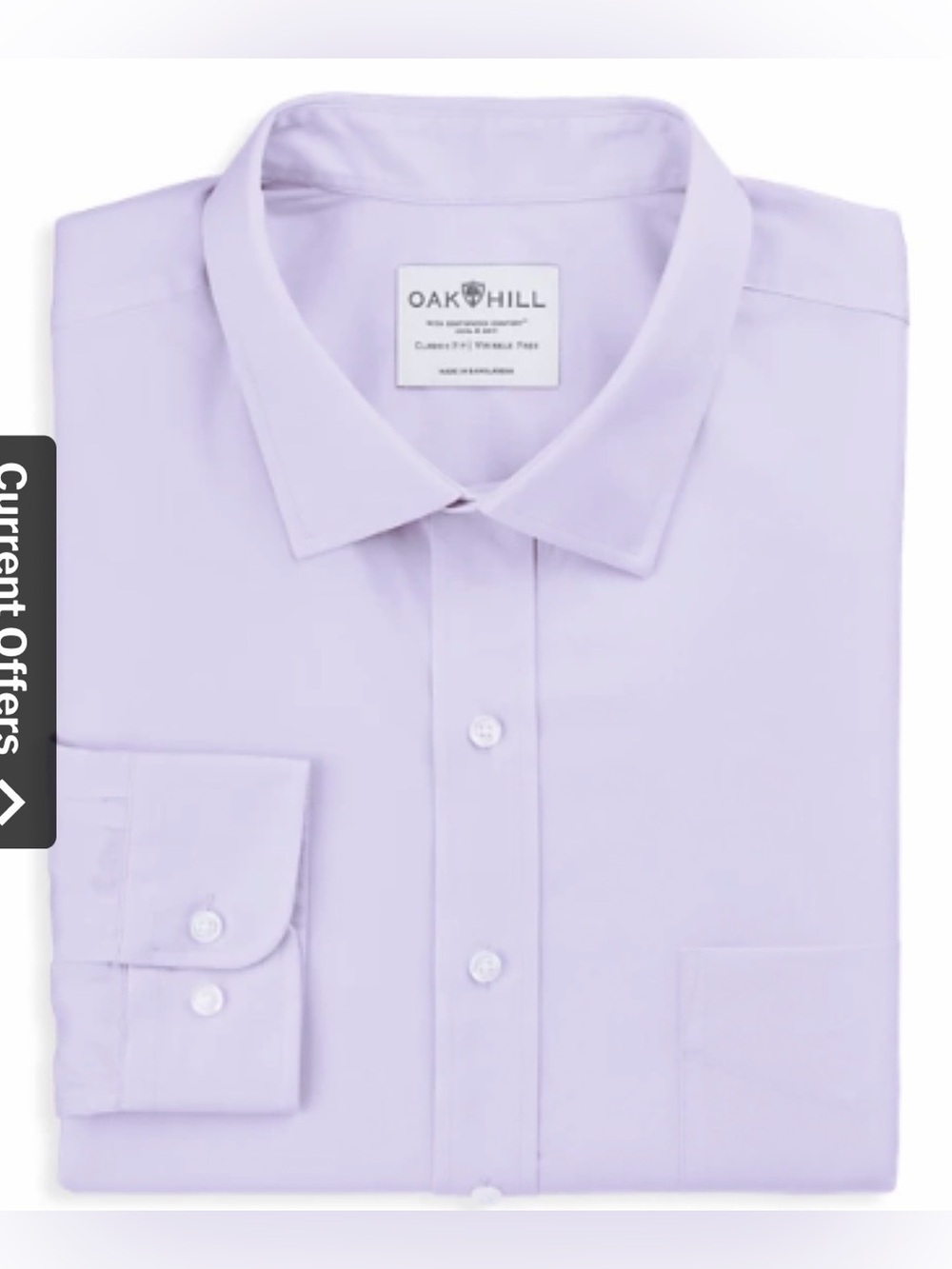 Oak Hill DXL Men’s 20 39/40 Big & Tall Lavender Non-Iron Dress Shirt
